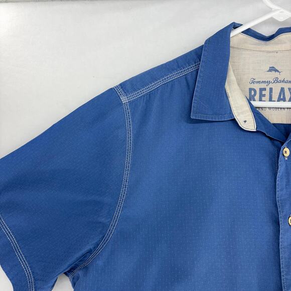 Tommy Bahama RELAX Island Blue Short Sleeve Button Down Shirt Size S Approx - Picture 11 of 15